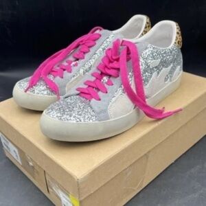 Sparkling Silver and Pink Women's Sneakers